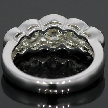 14K White Solid Gold Clarity Enhanced Five Stone Diamond  Anniversary Ring  2.59 Ctw